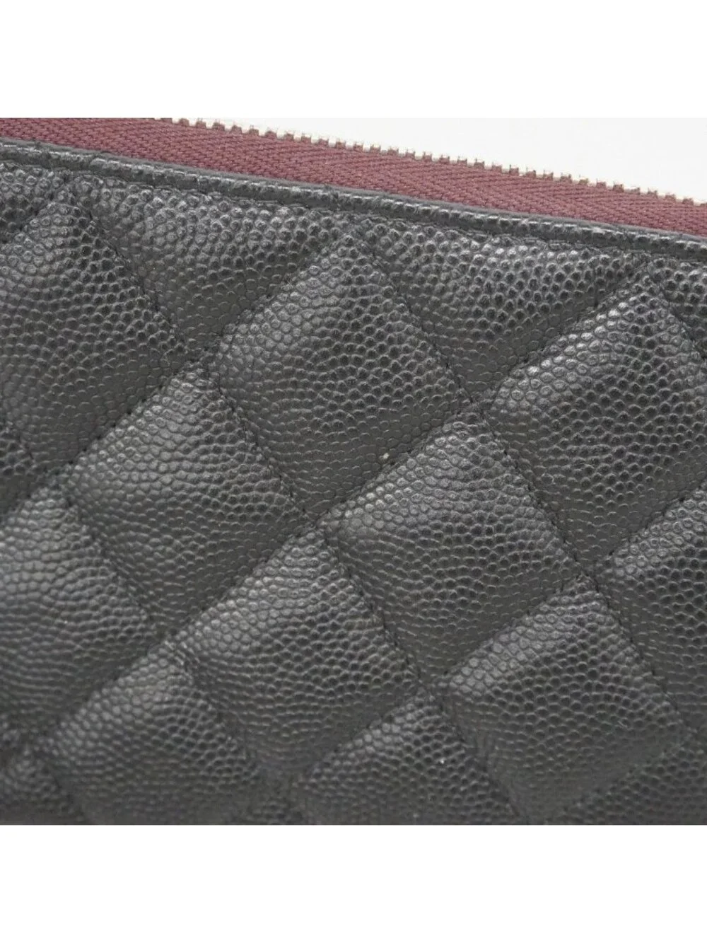 Chanel Pouch Quilted Caviar Leather Black Silver